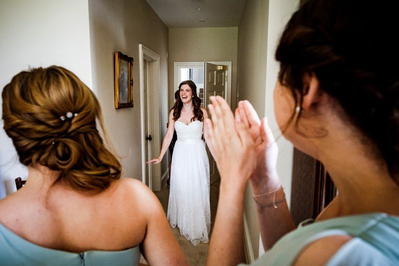 The bride in her wedding dress