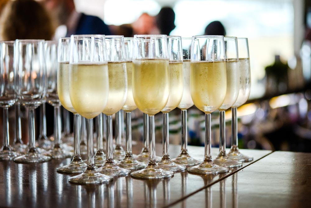 Champagne glasses at Rocksalt in Folkestone